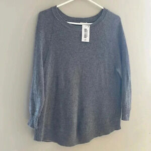 [6] J.  Crew Merino Wool Blend Curved Hem Sweater Gray